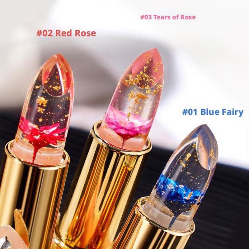 Crystal Flower Jelly Lipstick, Magic Temperature Color Changing Lipstick, Hydrating Jelly Lip Balm with Flower Inside, Long-Lasting Moisturizer & Nourishing Lip Gloss - Image 3